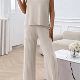 Round Neck Short Sleeve Top and Pants Set