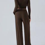 Devine Round Neck Long Sleeve Top and Pants Set