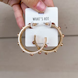 Gold Crystal Hoop Earring- Pink