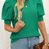 Mandy Mock Neck Puff Sleeve Sweater