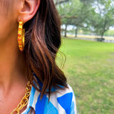 Studded Hoop Earrings- Orange