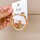 Gold Crystal Hoop Earring- Clear