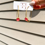 Skylar Stone Hoops - Pink - Final Sale