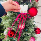 Christmas Bow Earrings - Hot Pink