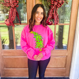 Who Christmas Tree Sweatshirt- Neon Pink