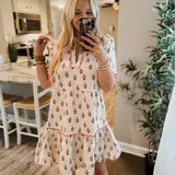 Adelyn Dress - Tan Cottage Stripes