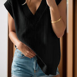 V-Neck Cap Sleeve Knit Vest