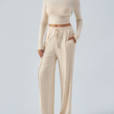 Devine Round Neck Long Sleeve Top and Pants Set