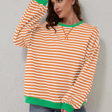 Lovelet Contrast Striped Long Sleeve Sweatshirt