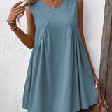 Ivy Lane Ruched V-Neck Sleeveless Mini Dress