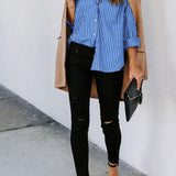 Striped Button Up Long Sleeve Shirt