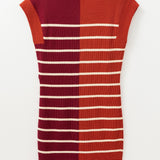 Striped Quarter Zip Cap Sleeve Sweater Dress