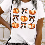 Pumpkin Round Neck Short Sleeve T-Shirt