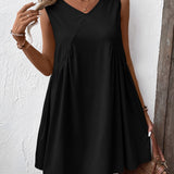 Ivy Lane Ruched V-Neck Sleeveless Mini Dress