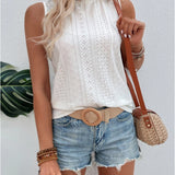 Eyelet Round Neck Tank