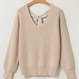 Tied V-Neck Long Sleeve Sweater