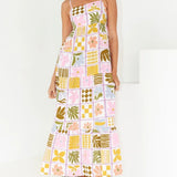 Cutout Printed Square Neck Maxi Cami Dress