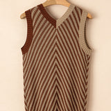 Striped Contrast V-Neck Sweater Vest