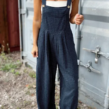 Plaid Wide Strap Wide Leg Overalls