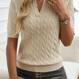 Cable-Knit Short Sleeve Sweater