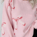 Bow Round Neck Long Sleeve Sweater