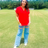 Whitney Woven Blouse- RED