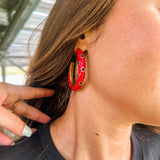 Justine Red & Black Earrings- Large