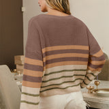 BiBi Color Block Striped Long Sleeve Sweater