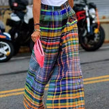 Full Size Plaid Wide Leg Pants