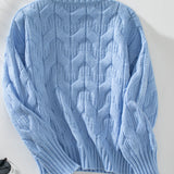 Cable Knit Mock Neck Long Sleeve Sweater