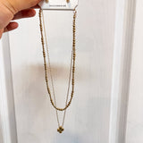 Water Resistant White Seed Bead + Gold Cross Necklace - Final Sale