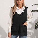 Slit V-Neck Sweater Vest