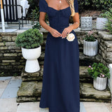 Devine Sweetheart Neck Short Sleeve Maxi Dress