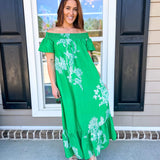 Lost In Thought Maxi Dress - Green