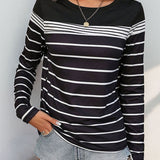 Striped Round Neck Long Sleeve T-Shirt