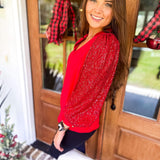 Jordan Sequin Top- Red