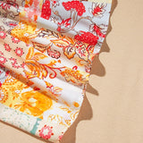 Printed Round Neck Flutter Sleeve Blouse