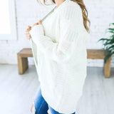 Cable-Knit Open Front Long Sleeve Cardigan