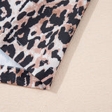 Leopard Round Neck Short Sleeve Mini Dress