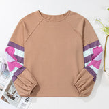 Flower Patch Round Neck Balloon Sleeve Top