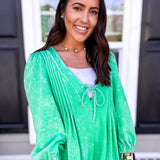 Veveret | Lucky Feels Long Sleeve Romper - Green