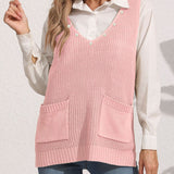 Slit V-Neck Sweater Vest