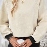 Texture Contrast Long Sleeve Sweatshirt