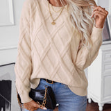 Geometric Round Neck Long Sleeve Sweater