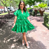 Pallas Poplin Tiered Mini- Kelly Green