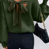Tied Back V-Neck Long Sleeve Sweater