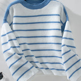 Striped Round Neck Long Sleeve Sweater