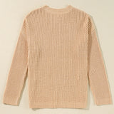 Side Slit Round Neck Long Sleeve Sweater