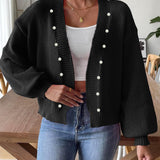 Pearl Open Front Long Sleeve Cardigan