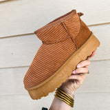 Yarroh Corduroy Mini Boot - Tan